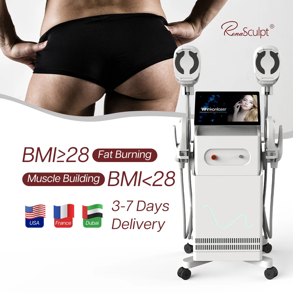 Free Shipping 4 handle RF 15 tesla fat reduce body slimming weight loss ems sculpting machine