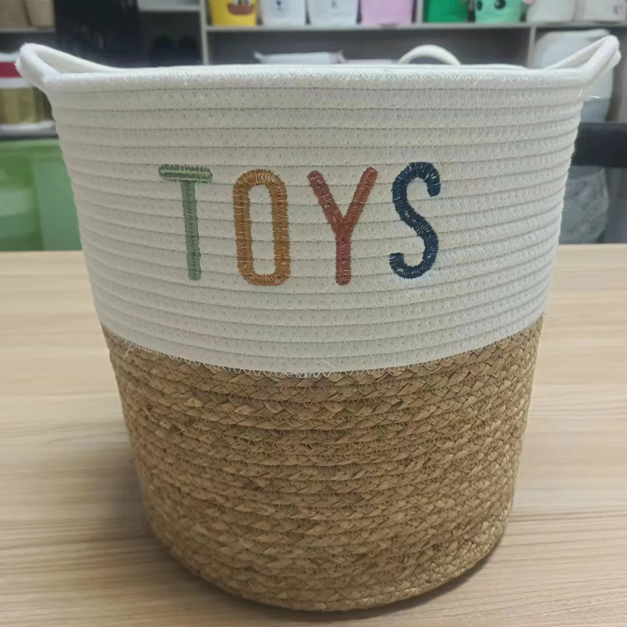 2023 hot sales with handle pure cotton rope basket laundry basket toy storage basket