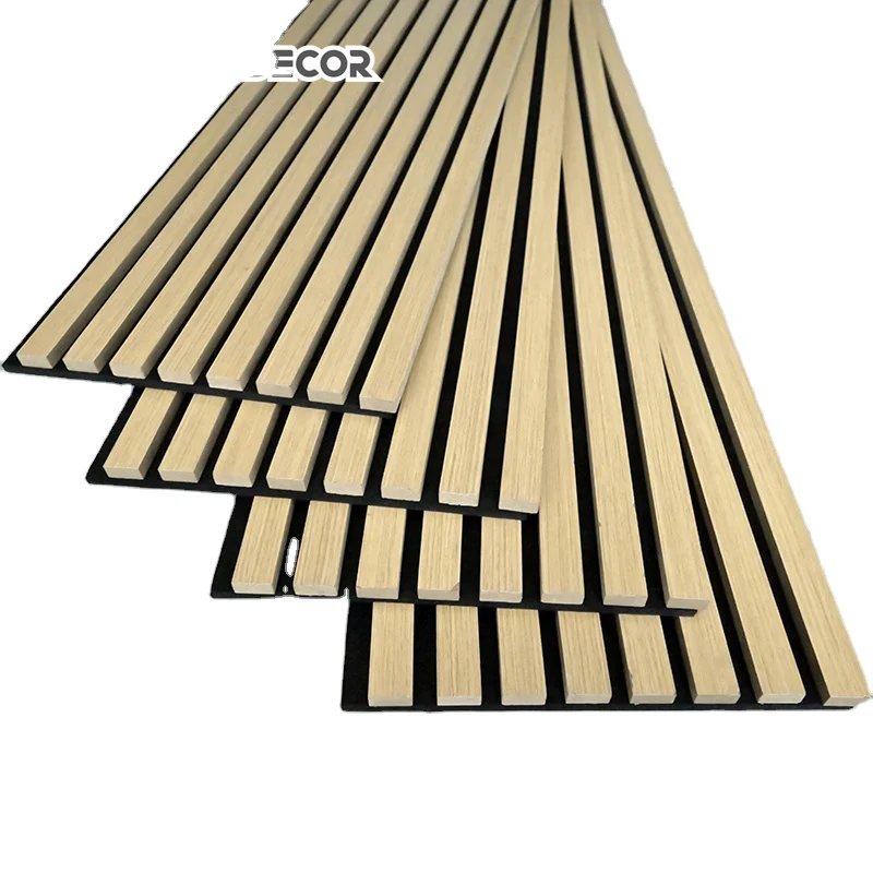 Absorbs Sound MDF Polyester Akupanels Slatted Wood Acoustic Panels for Indoor Wall Decoration
