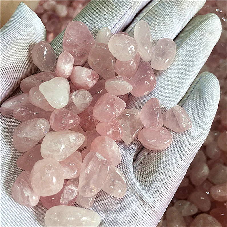 Natural small polished rough quarts stone tumble pink crystal tumbled rose quartz gravel for home decoration