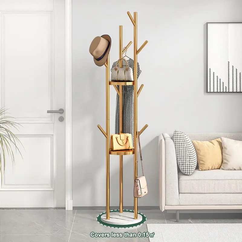 Clothes Rack Floor Type Simple Bedroom Household Clothes Modern Office Metal Bag Rack Metal Sticks Standing Coat Rack