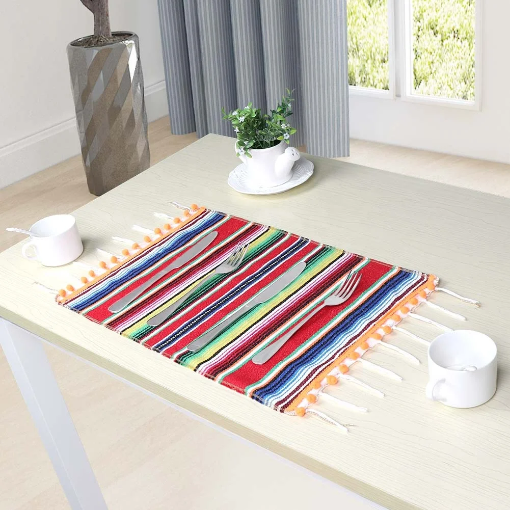 Chinese Luxury Modern Sublimation Cotton Cloth Fabric Placemat Decorative Mexico Table Mats Placemats For Dining Table