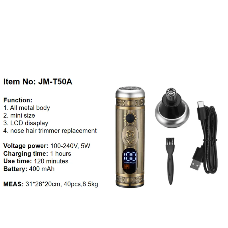 Suttik JM-T50A Nose shaver and Trimmer 2023 Professional gold electric nose hair trimmer for for Men and Women Nose Clipper
