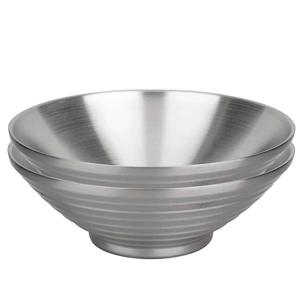 Japanese Style Double Wall Noodle Soup Bowl 18/8 Stainless Steel Ramen Bowls