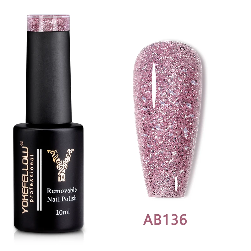 YOKEFELLOW New Fashion Trend Glitter Gel Polish 10ML Reflective Shinning Gel Nail Varnish for DIY
