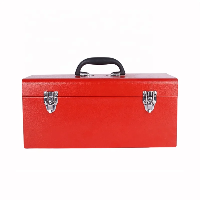 High Quality Convient Carrying Red Iron Large Tool Box with single handle for Workshop Tools Put