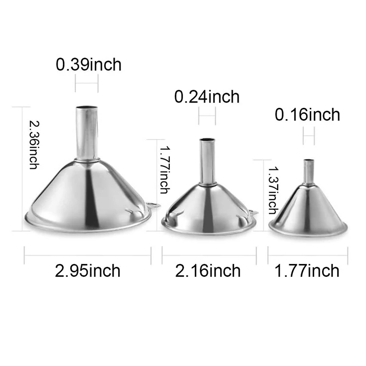 Set Of 3pcs Stainless Steel Funnel