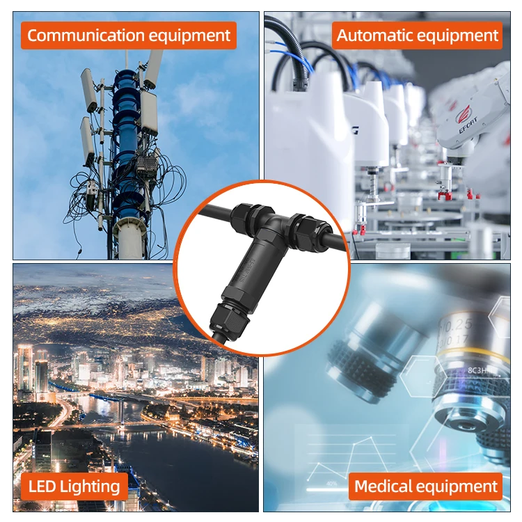 Weichat Manufacturer Electrical Industrial IP68 2 Pin M25 T Shape Screw Terminal Waterproof Cable Connector