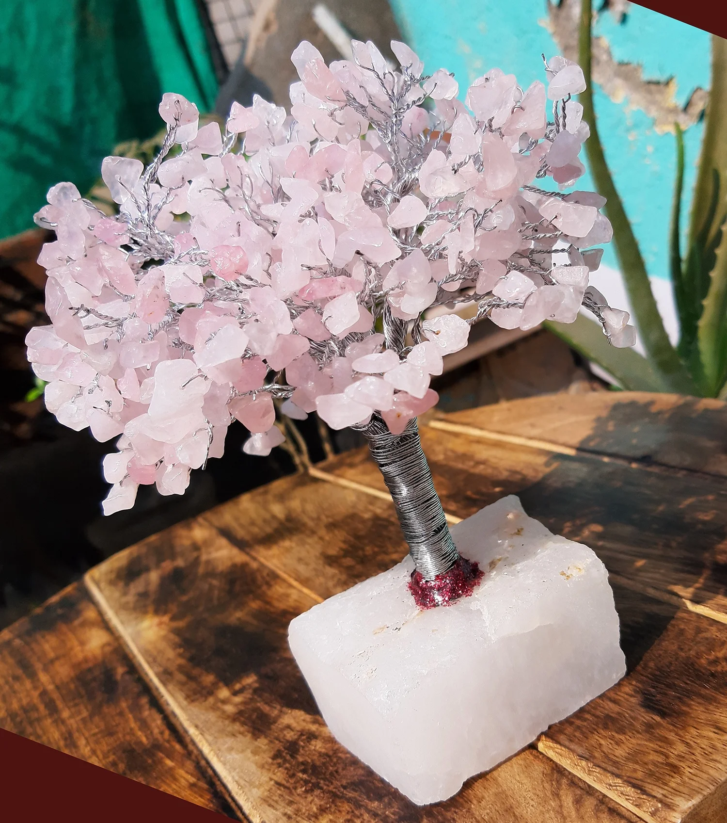 
Natural Rose Quartz Chips Beads Tress Crystal healing Stone Money Tree With Raw Crystal Stone Base For Home Decorative and gifts 