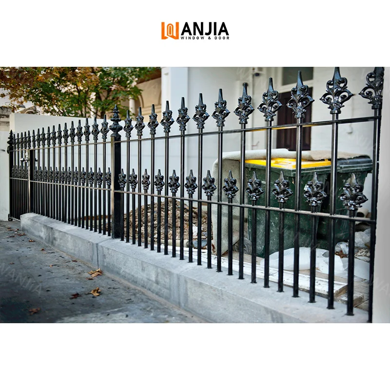 Standard certified customised outdoor wrought iron fence security iron railing metal garden fence grill security fence