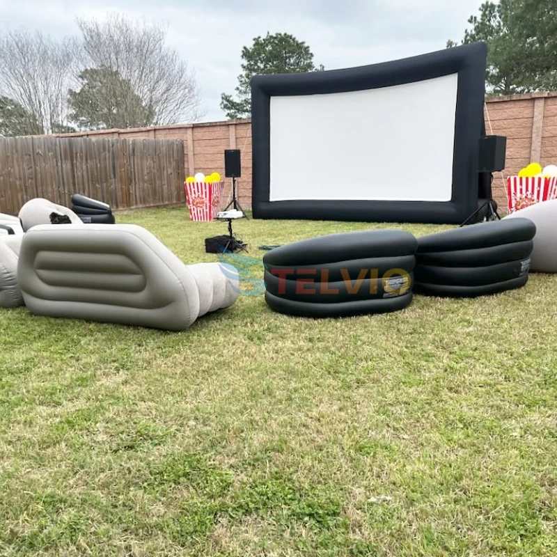 Hot sale blow up movie screen and projector inflatable movie screen outdoor with inflatable chair