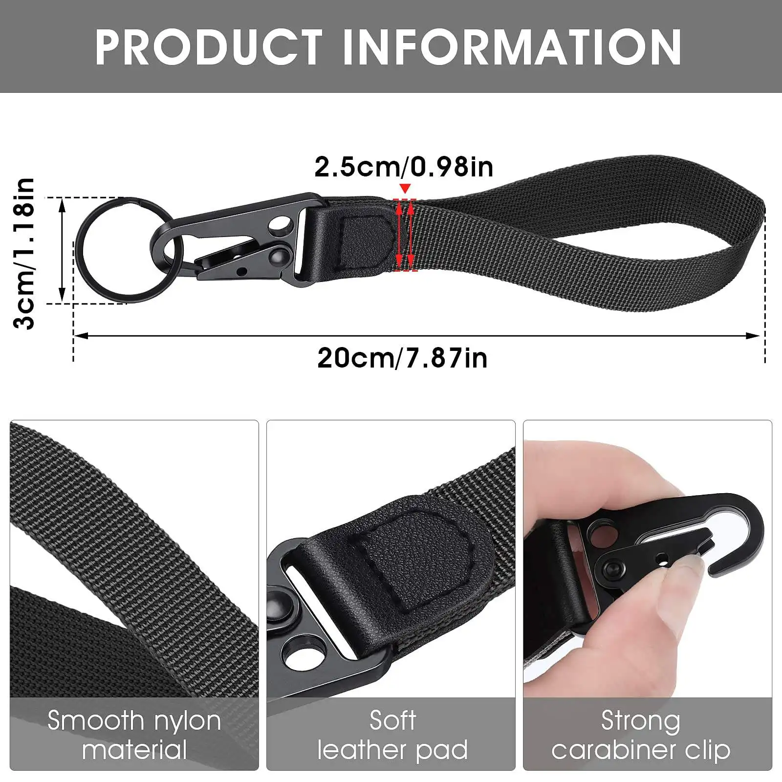 Sublimation Short Carabiner Lanyard Keychain Metal Key Ring Hook Strap Wrist Lanyard Custom Car Motorcycle Key Chain With Logo