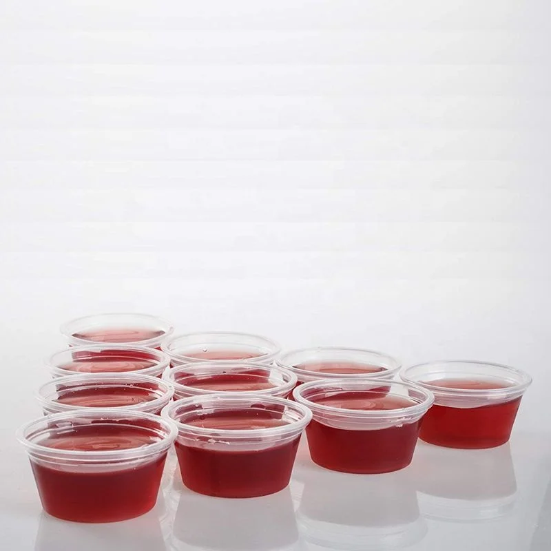 2 oz BPA Free Plastic Portion Cup with Clear Lids Disposable Jello Shots Sauce Condiment Souffle Dressing Mini Containers