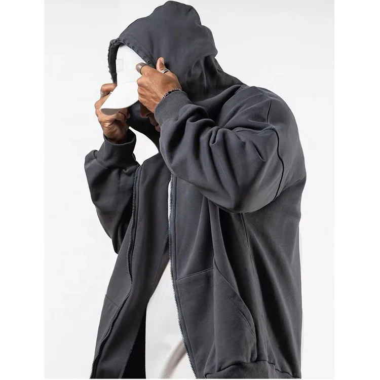 2022 New Arrivals Streetwear Mens Hoodie Cotton Heavy Weight French Terry Unisex Oversize Women Zip up Hoodies no Strings