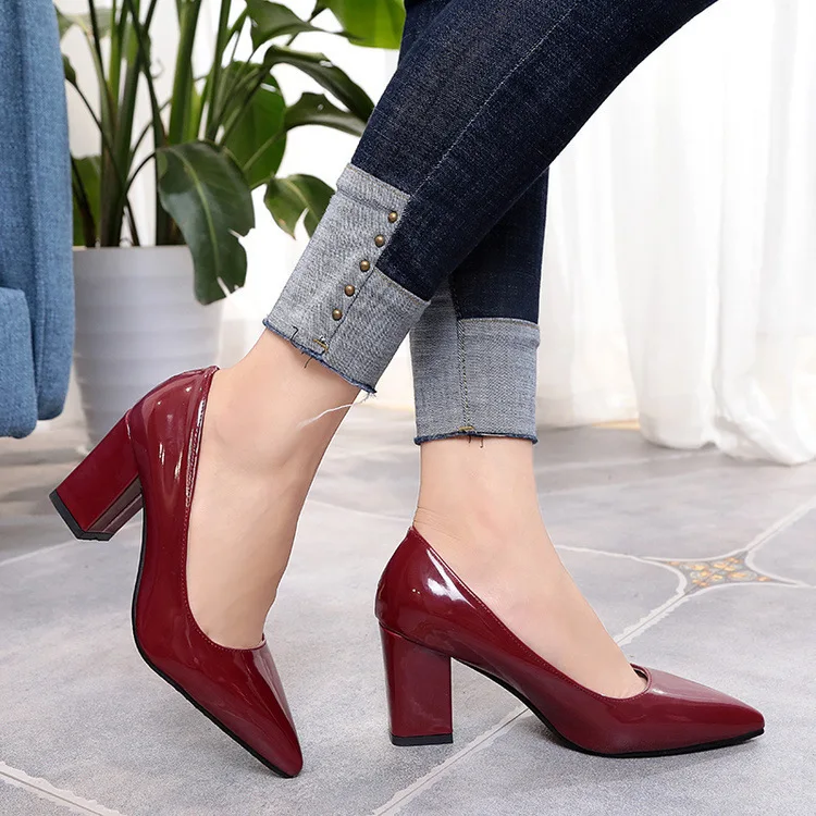 shoes women new styles spring summer big sizes 36-43 sandals square heel pointed toe shoes high pumps for women