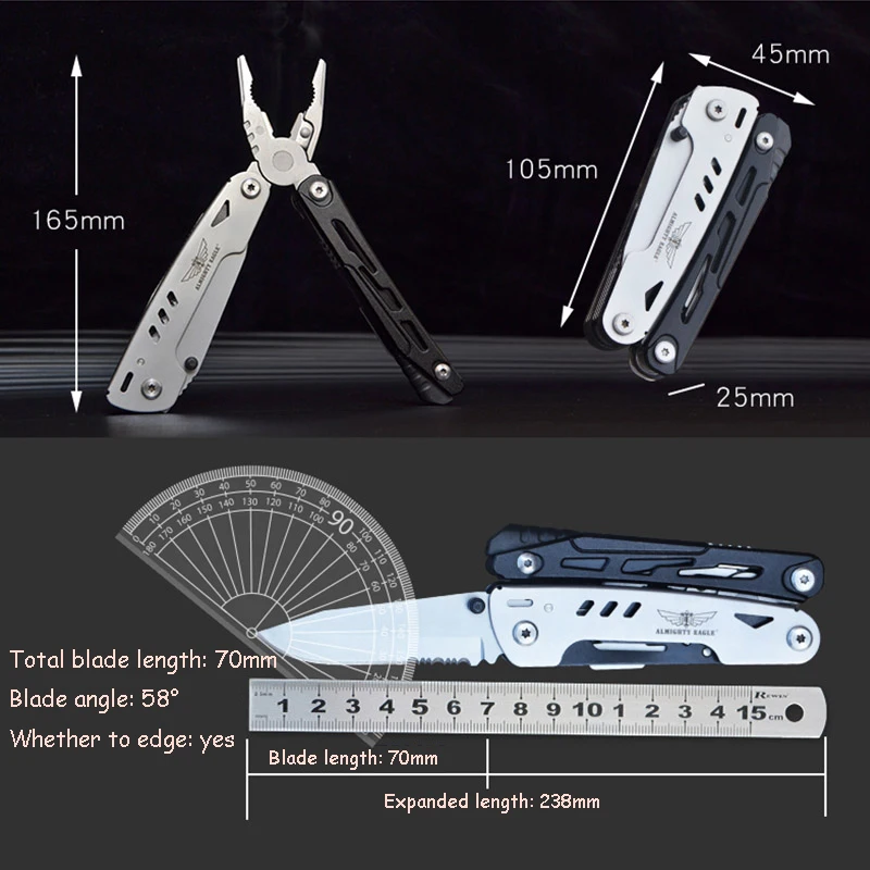 Multi Tool Pocket Knife Camping Accessories Survival Gear Scissors Screwdriver Folding Pliers