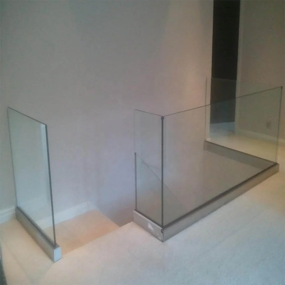 Deck Outdoor Glass Railing Aluminum U-Channel Base Balustrade Balcony Fence Metal Handrails