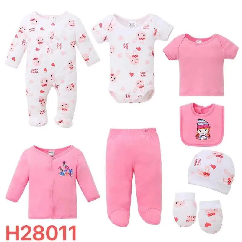Lovely 8pcs Baby Rompers Winter Rompers for Newborns Baby Clothing Gift Sets