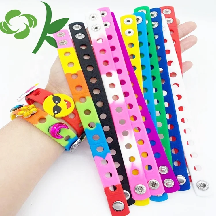 OKSILICONE Silicone Button Bracelets For Kids Custom Cartoon Cute Color Bracelets Wristbands For Boys And Girls