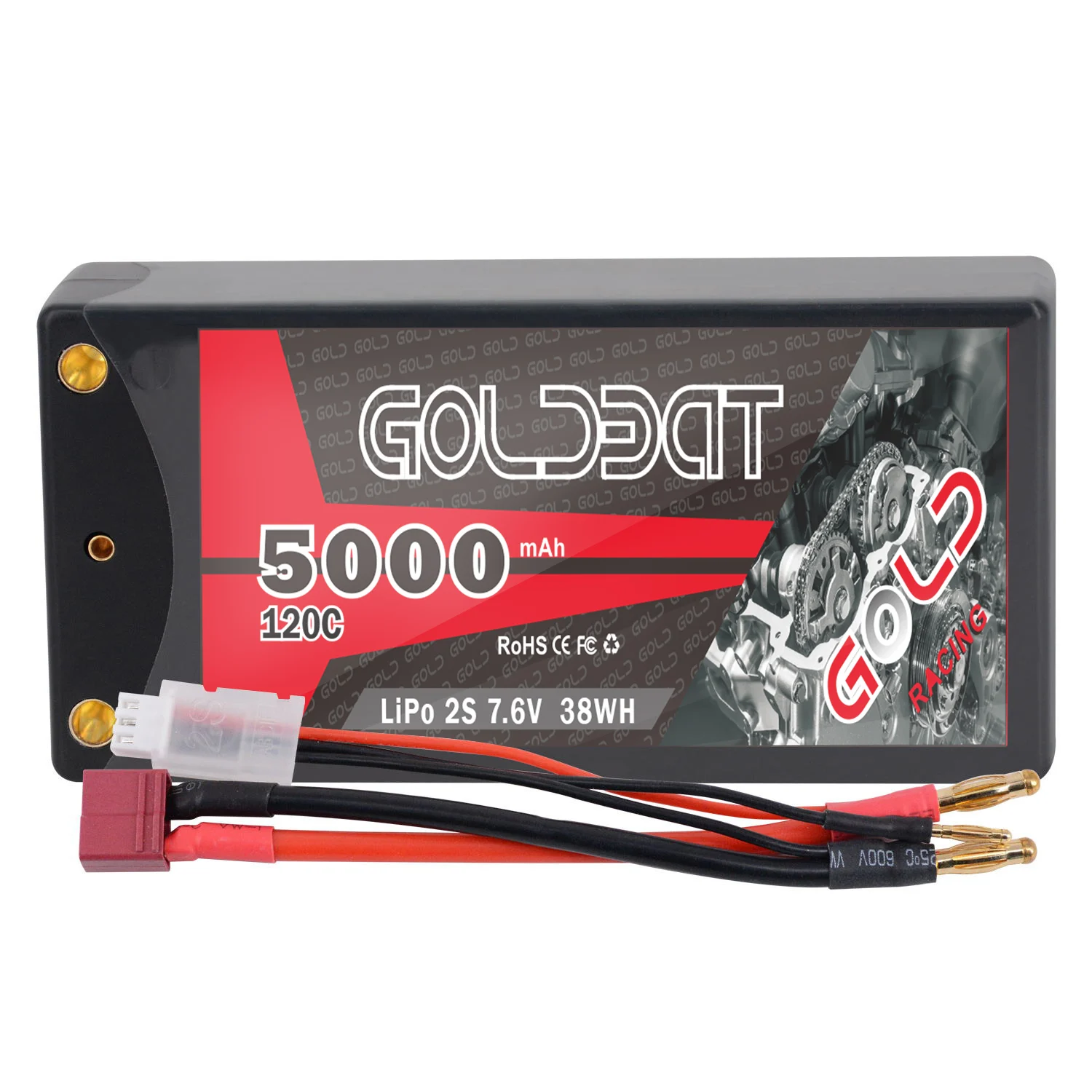 Shorty lipo battery 5000mAh 7.6V 120C Hardcase for RC Car Rc Racing.