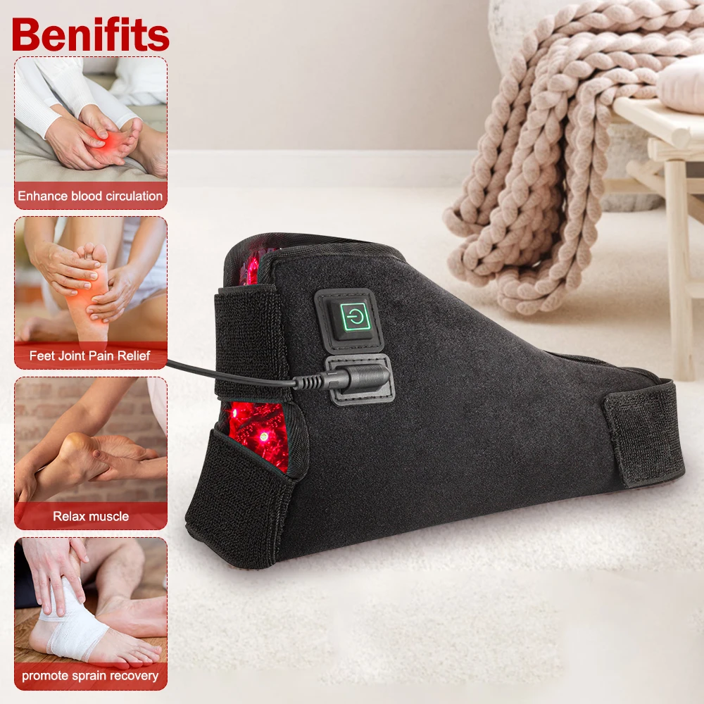 Red & Infrared  light Therapy Shoes Wraps Toes Ankle, Led Near Infrared Light Boots, Controller Adjustable Power & Time