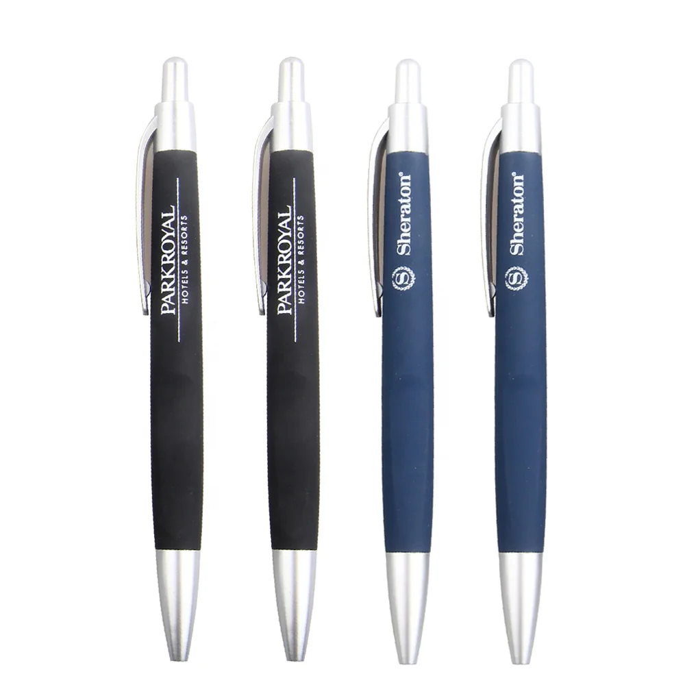 Promotional printed rubber sprayed sheraton hotel use gift plastic ball pen