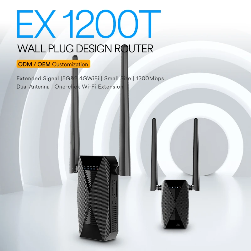 AC1200 Dual Band 2.4G&5.0G Wall plugs WIFI ROUTER 802.11ac 1200Mbps  Wireless Router