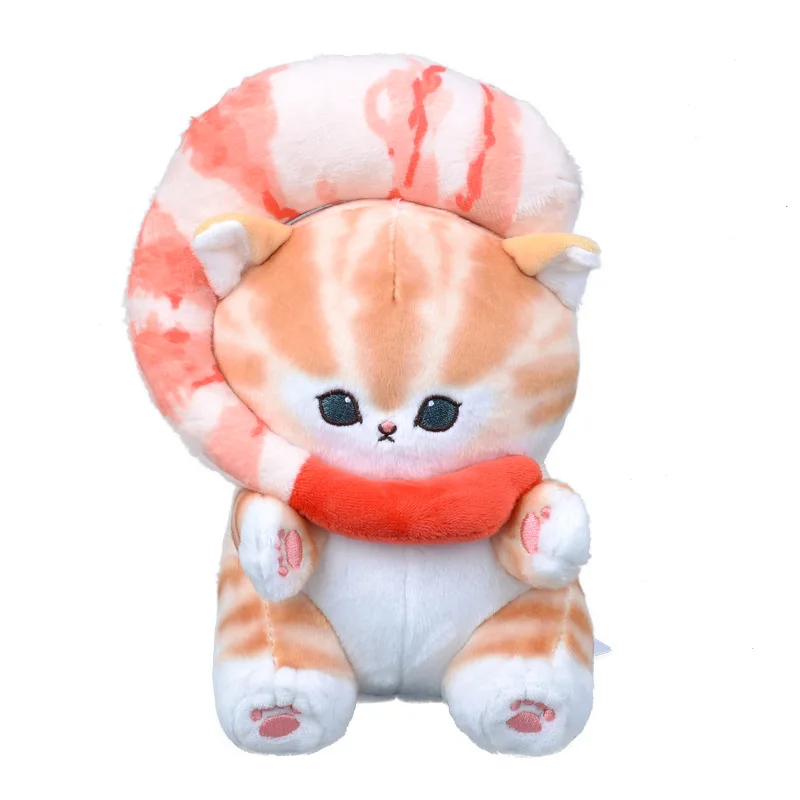 Mofusand Cat Fu Shrimp Shark Plush Doll Pendant Cute Cotton Keychain Decoration for Girls Guys Soft Funny Unisex Heart Gift