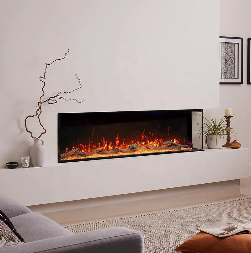 40 50 60 72 80 90 100 Inch Furniture Wall Recessed Electric Fire Place  Modern 3 Sided Electric Fireplace