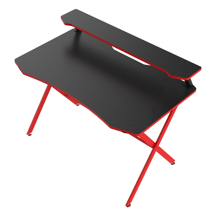 100cm Modern Red Computer Gaming Table With Monitor Stand Factory OEM Pc Gaming Desk With Shelf High Quality E-sports Gamer Desk