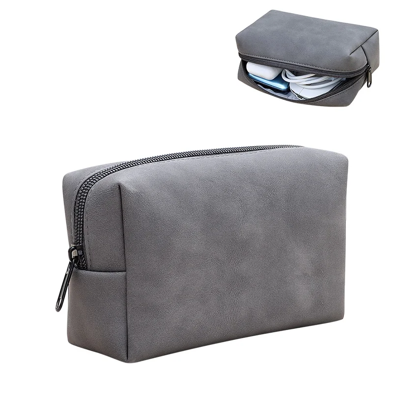 Pouch PU Travel Cable Organizer Bag Accessories Cable Bag for Cables Chargers iPad Phone SD Card Wires Cords Cosmetics