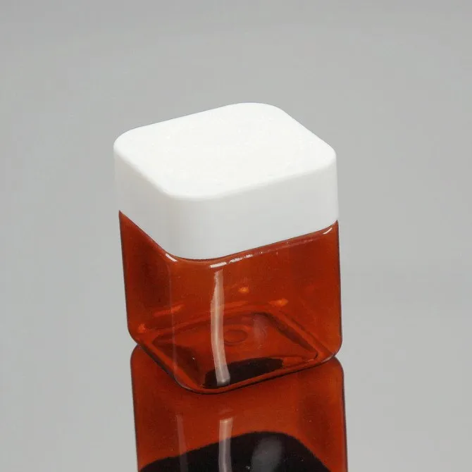 wholesale plastic PET wide mouth transparent food jar square child proof cap jar with square lid