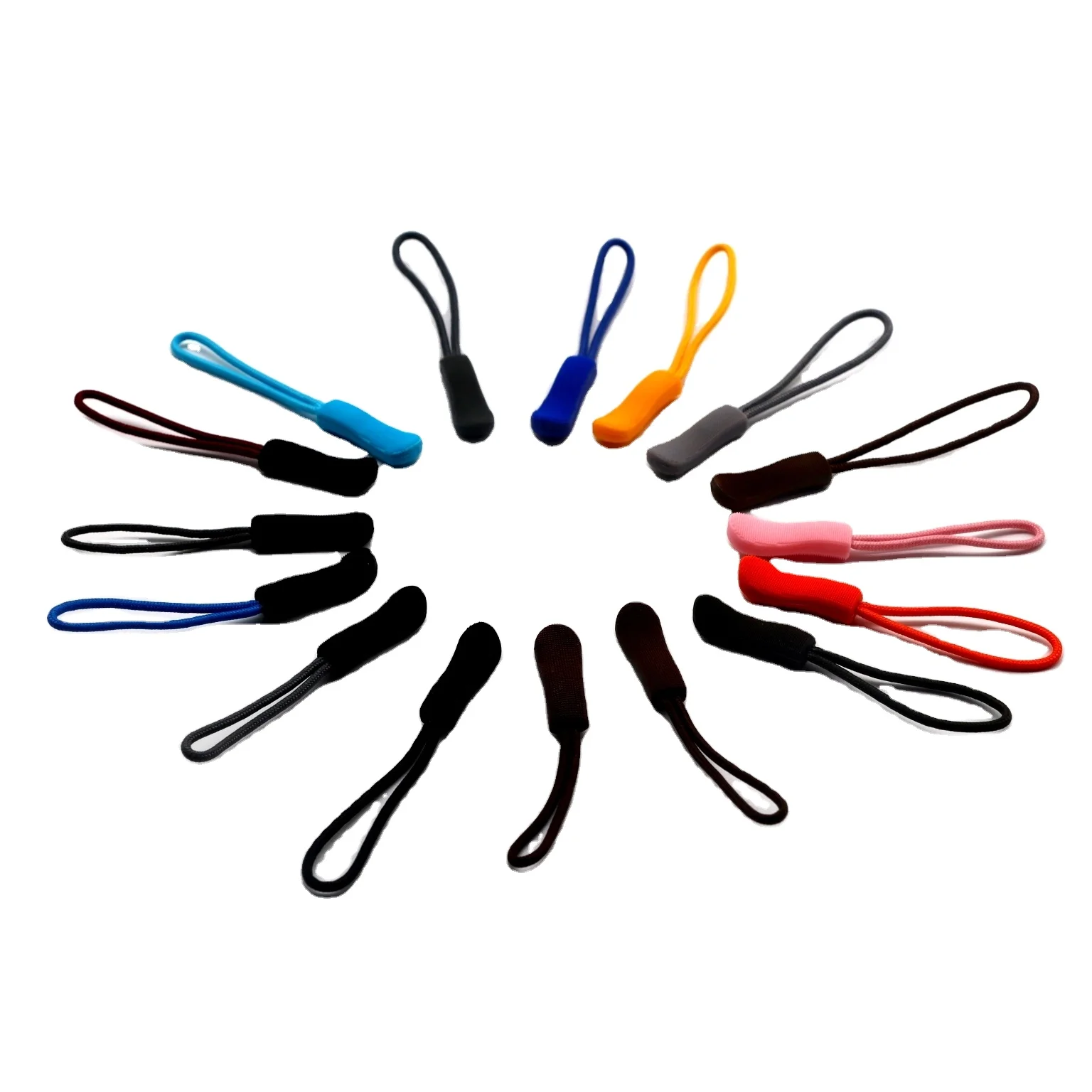 Decorative Fancy PVC Zipper Puller Slider Rope TPU Plastic Zipper Puller With Rope