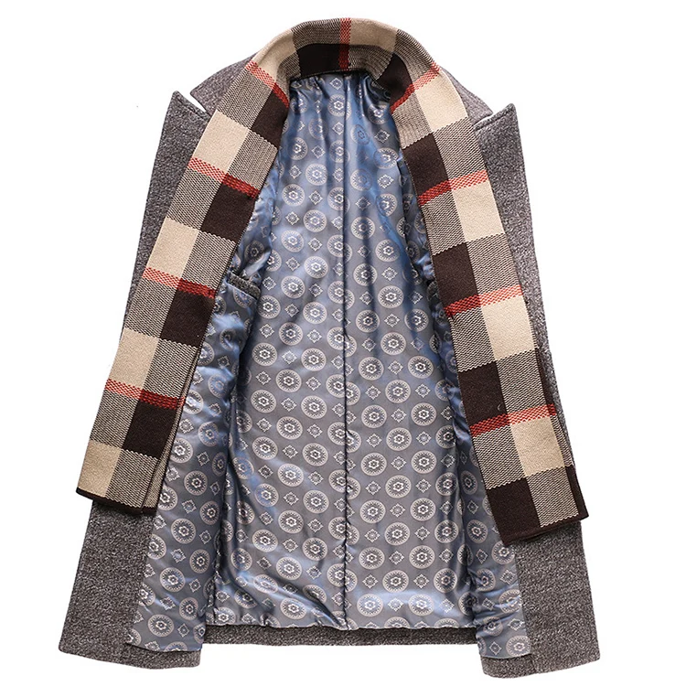 
Autumn Winter Fashion Mens Woolen Coat Single Breasted Trench Coat Windproof Winter Clothes 
