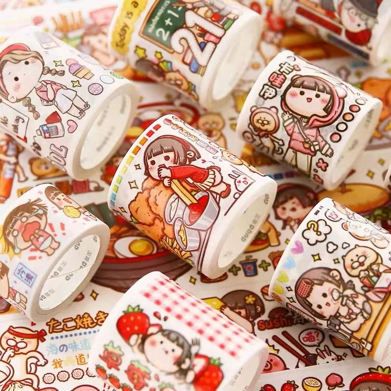 Small hemp potato cartoon thumb girl tape Nutcracker Hand Account Material Sticker DIY hand account tape