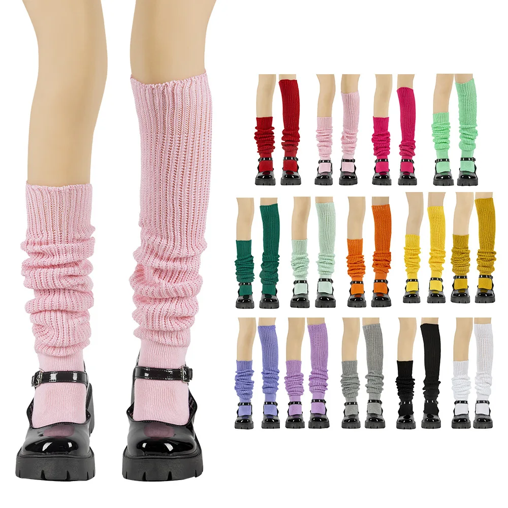 Korean New Fashion Fluorescent Color Long Tube Women Slouch Socks Fluffy Plain Colors Women Elephant Slouch Socks