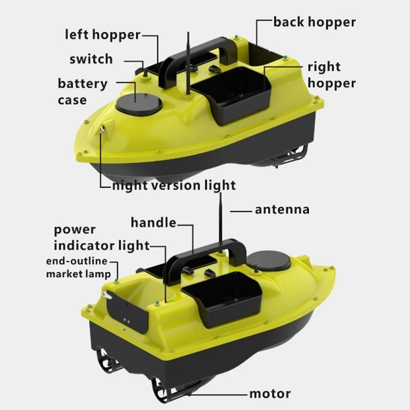 Dropshipping Price D18B GPS Outdoor Double Motors Fishing Bait Boat With 3 Bait Containers D18B GPS Bait Fishing Boat