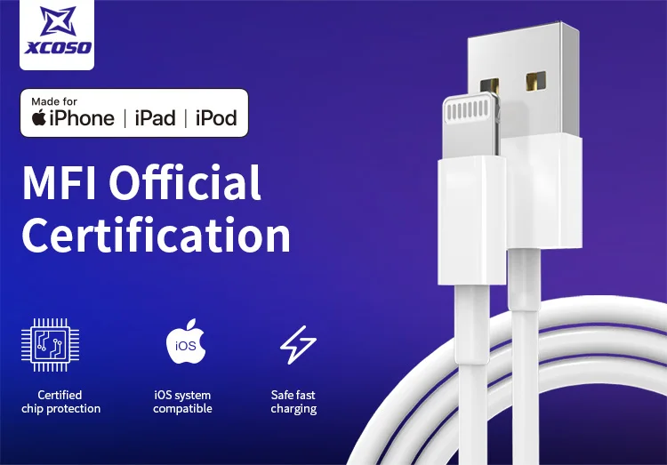 Lightningcable официальная сертификация оригинальный материал ТПЭ длина 1 м 2 кабель C89 с пользовательским логотипом