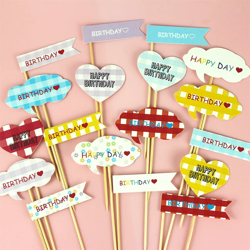 The latest paper cartoon cake topper for birthday supplies custom cupcake cartoon for Happy Birthday Children cake  Decoration