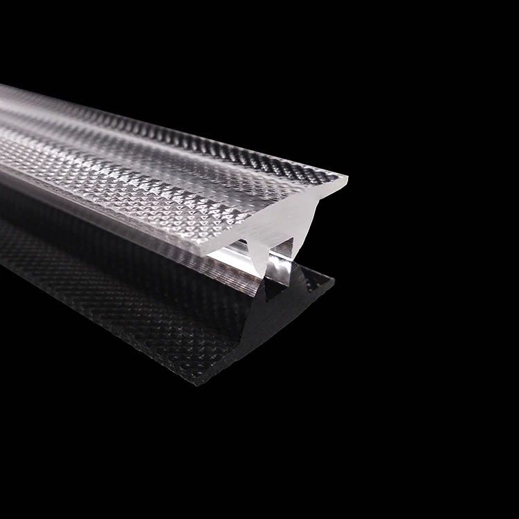 High Quality Transparent LED Extrusion Aluminum Profile Plastic PMMA 90 degree Linear Lens LED Lighting Len With Emboss Effect