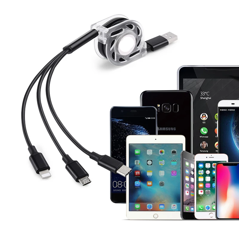 3 в 1 Usb-кабель портативный мобильный телефон TPE для
