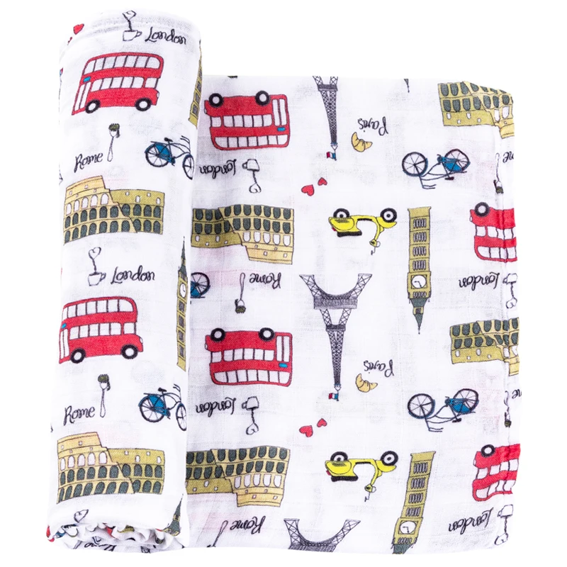 Baby Blanket Manufacturer 100% Cotton Printed Muslin Fabric Baby Swaddle Blanket Bamboo Baby Muslin Wrap Cloth