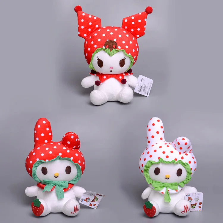 20Cm Lovely Sanrio cos strawberry Plush Toy pendant Cinnamoroll white strawberry melody kuromi  plush doll For Gift