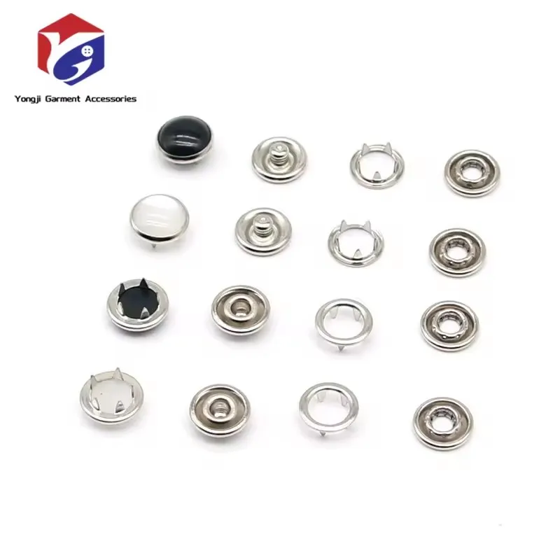 Yongji Hot Sales  Ring Prong Ring Snaps for Western Shirts Clothes Factory Pearl Snaps Fasteners Kit 10mm Clothes