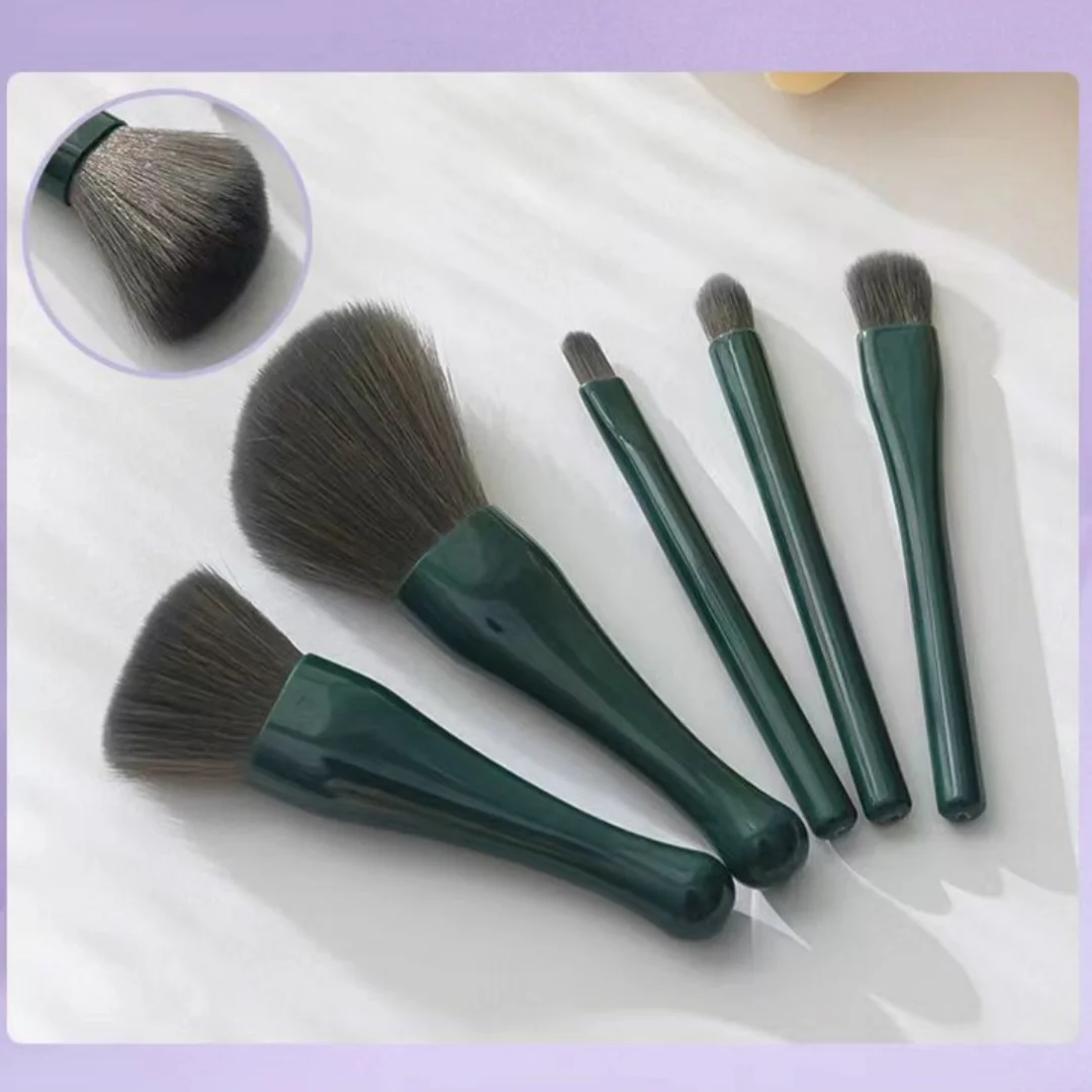 New 5pcs Portable Makeup Brush Set Mirror Case Travel Contouring Complete Set Shell Full Set Brush Factory Wholesale