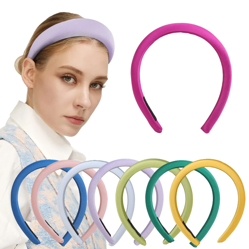 Fashion Padded Headbands for Women Wide Solid Color Hairband Girls Puffy Sponge Thick Fashion Head Band Vintage Hair Accessories