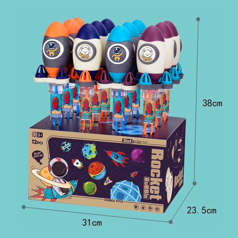 new product ideas 2024 Summer products Beach Play Water Toy cartoon Rocket Bubble Stick Handle Soapy Water Bubble Bottle Wand