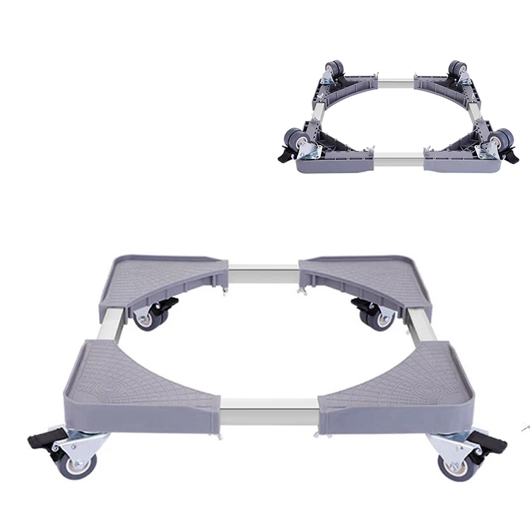 Pp+stainless Steel Refrigerator Multi-functional Adjustable Movable Base Stand, Washing Machine Shelf
