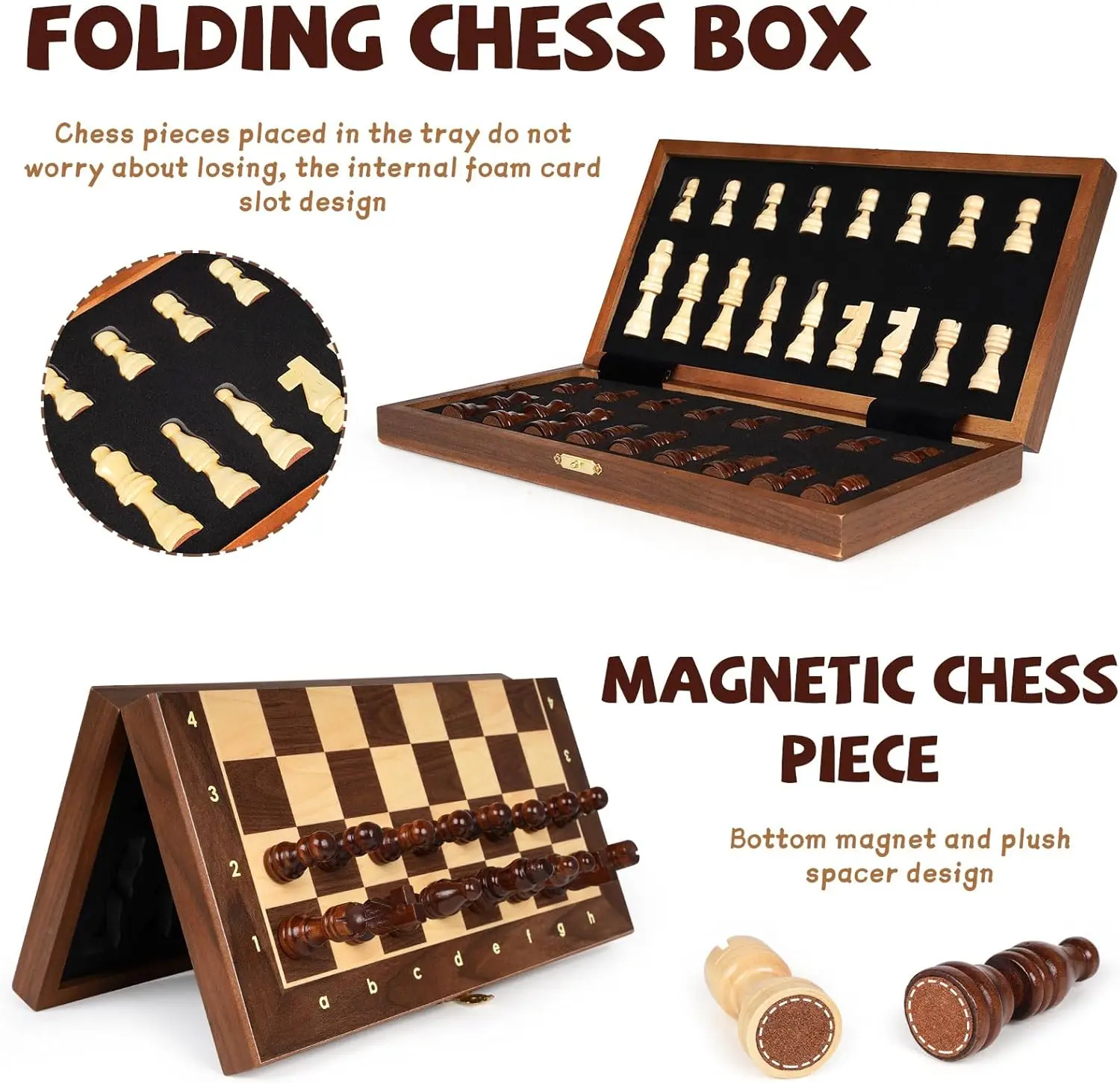 educational toy luxury magnetic wooden tournament chess board games cheap wood custom magnet travel chess set for adults