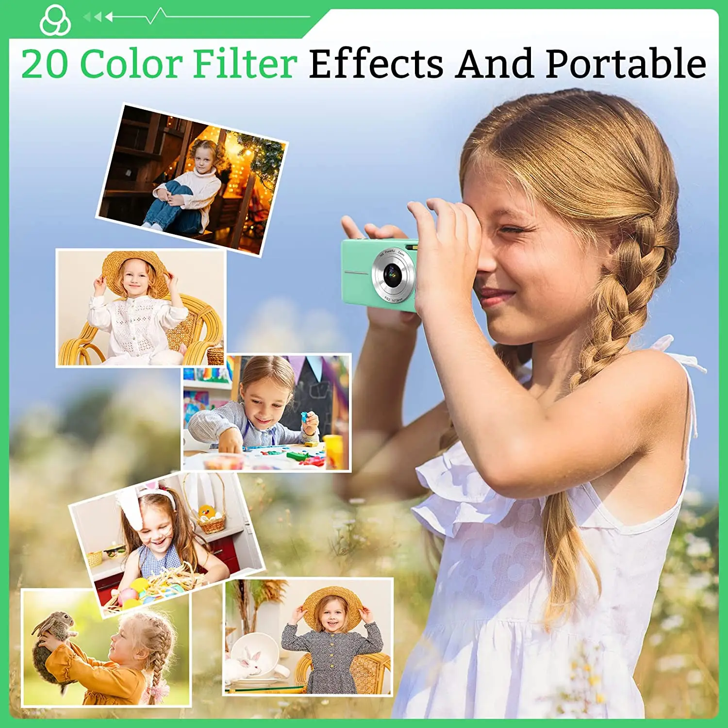 DC403 FHD 1080P Digital Camera for Kids Video Cameras with 32GB SD Card 16X Digital Zoom 48MP 2.4 Inch LCD Video Blog Camera